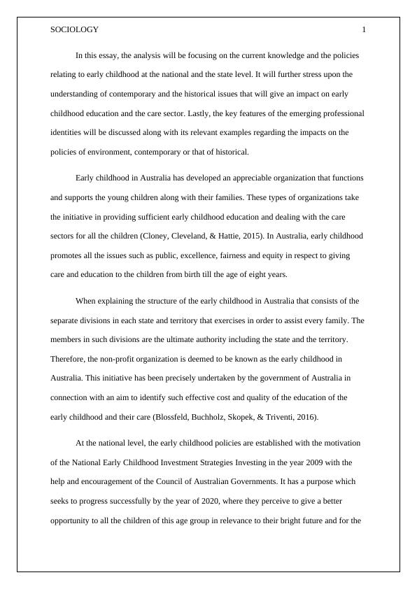Education and Teaching in Early Childhood Australia Essay 2022_2