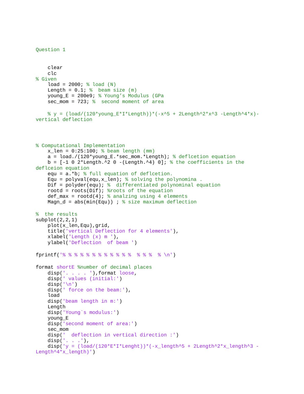 MATLAB Questions and Answers Assignment