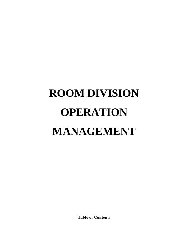 Rooms Division Operations Management Assignment_1