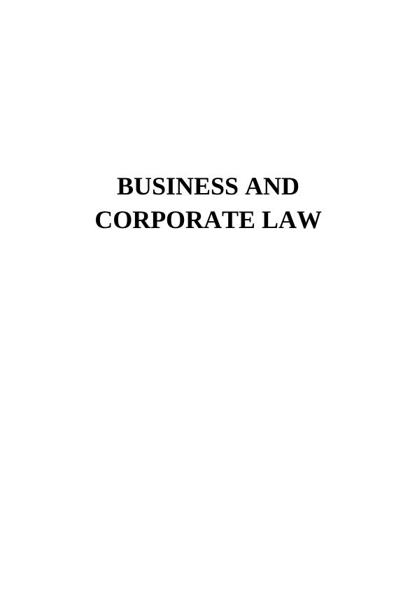 Business and Corporate Law | Report_1
