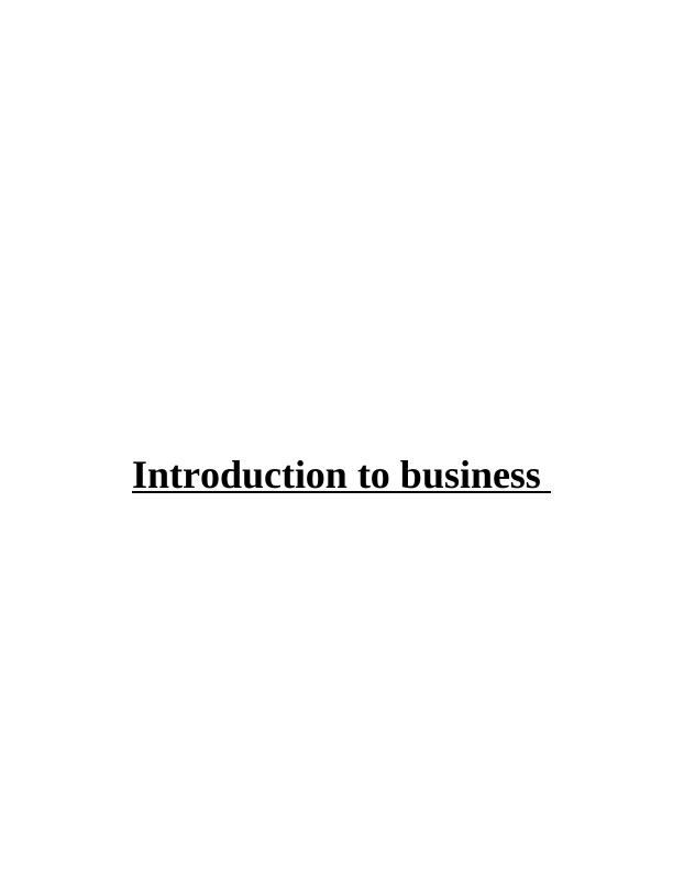 Introduction to Business - Desklib