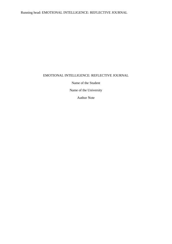 Emotional Intelligence - Reflective Journal_1