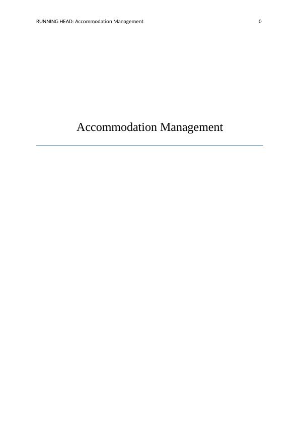 Accommodation and Housekeeping Management_1