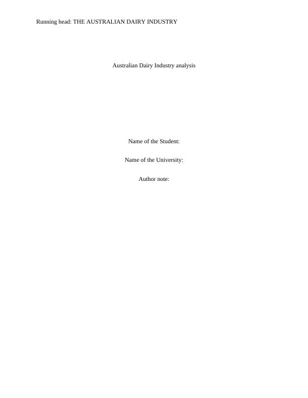 104803M - Australian Dairy Industry analysis - Case Study_1
