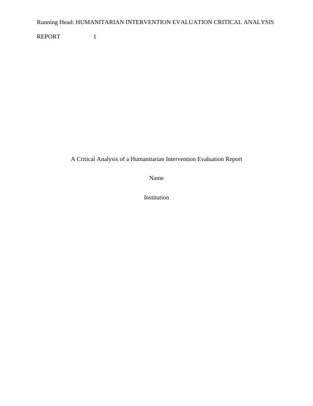 A Critical Analysis of a Humanitarian Intervention_1