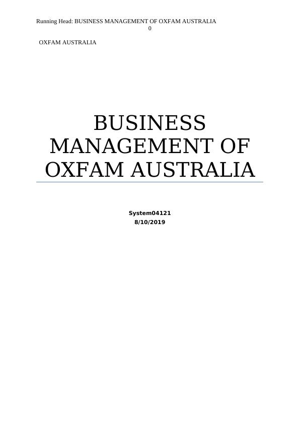 Business Management of Oxfam Australia_1