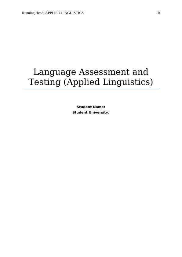 Language Assessment and Testing Assignment 2022_1