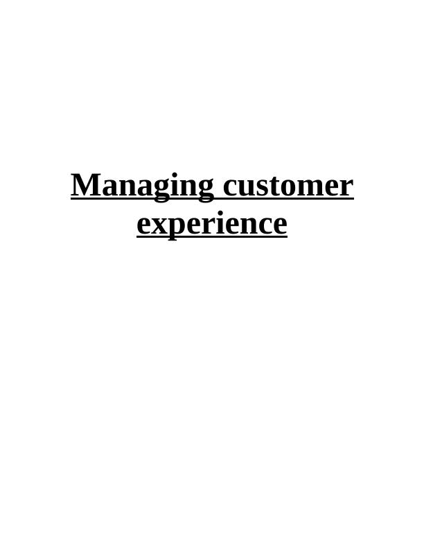 (PDF) Managing Customer Experience Assignment Sample_1