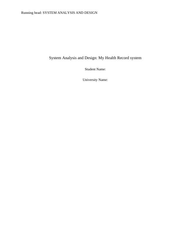 System Analysis and Design: My Health Record System_1