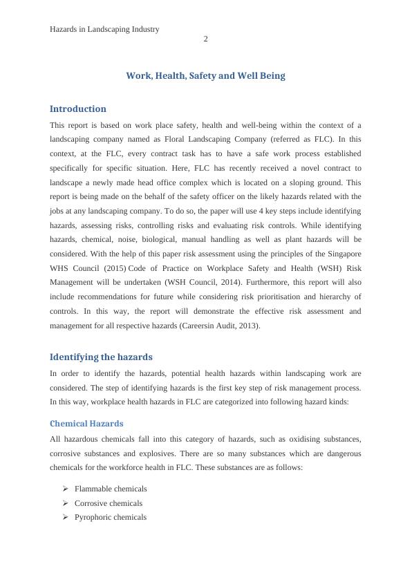 Hazards in Landscaping Industry Desklib