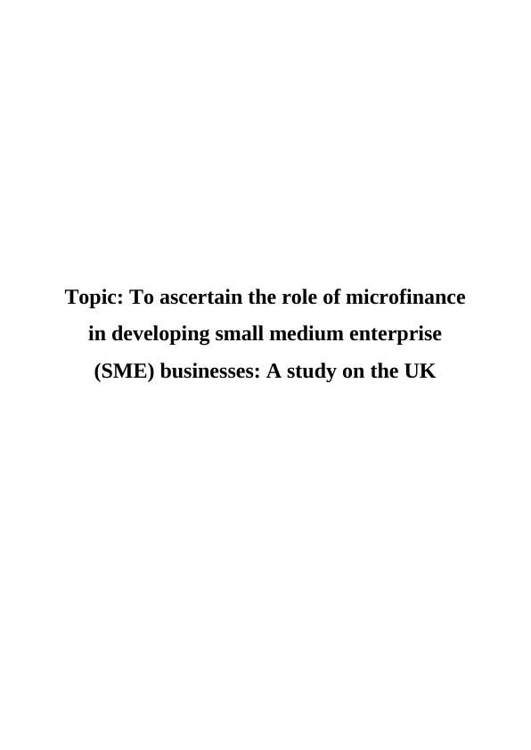 Role of Microfinance in Developing Small Medium Enterprise (SME) Business_1