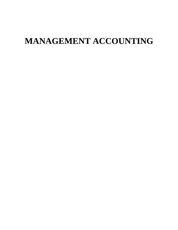 Management Accounting Assignment - Williams Performance Tenders_1