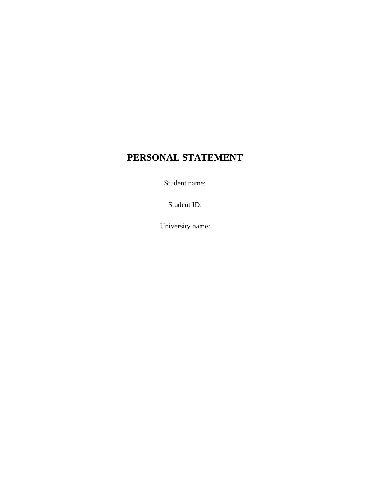Personal Statement for DNP Program_1