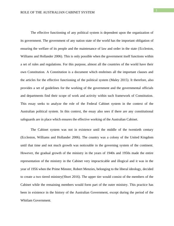 Role of the Australian System