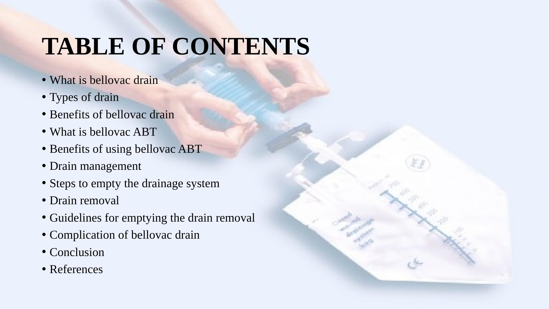 EFFECTIVE MANAGEMNET AND SAFE REMOVAL OF BELLOVAC DRAIN.