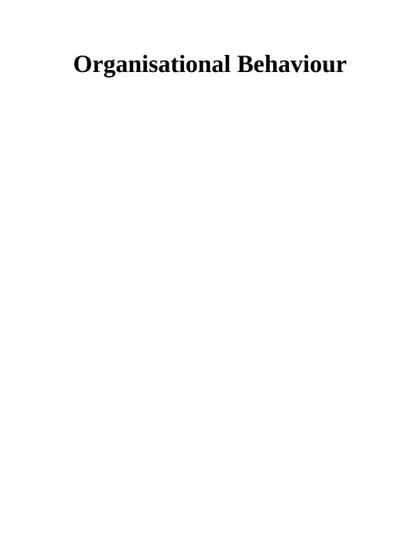 Organisational Behaviour Assignment - Sainsbury_1