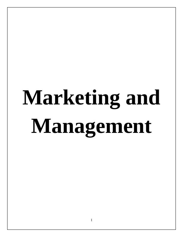 Marketing and Management TABLE OF CONTENTS_1