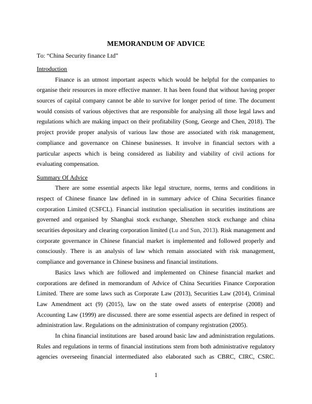 Report on Chinese Finance and Investment Law_3
