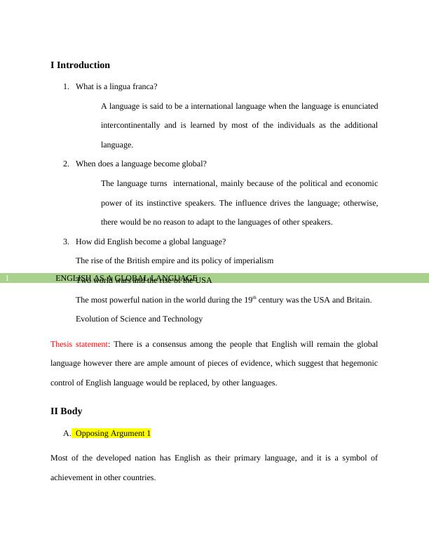 English as a Global Language Question and Answer 2022_2