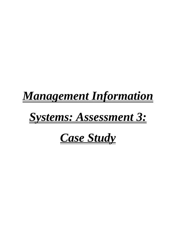 management information system assignment question