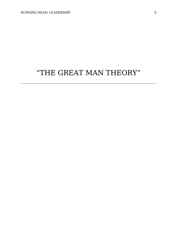 great man theory assignment