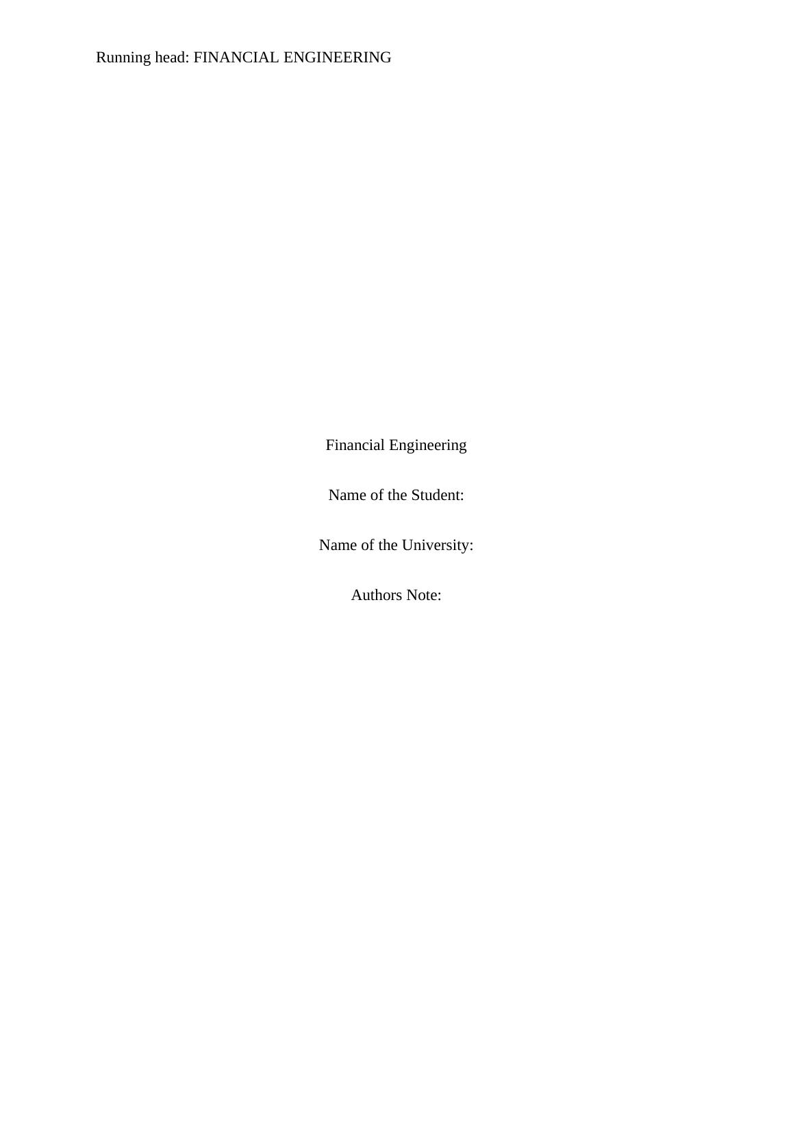 financial engineering dissertation