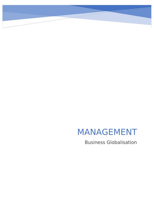 Assignment on Management - Business Globalisation_1