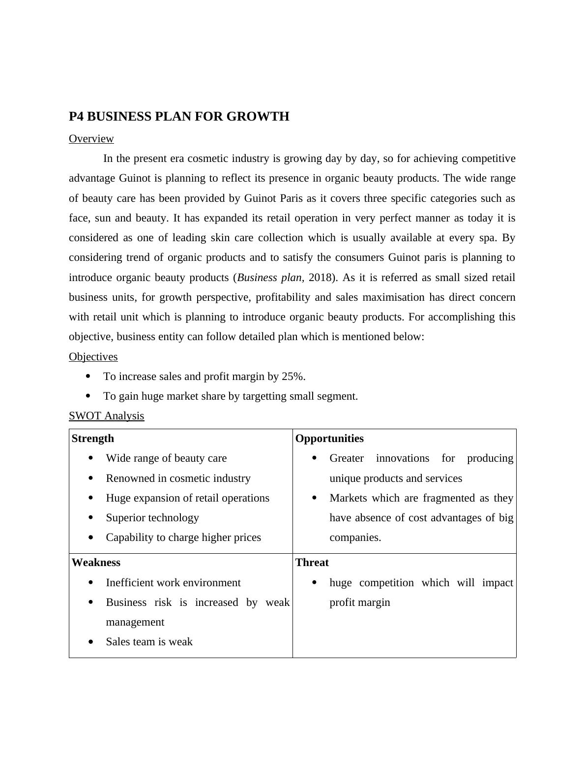 P4 Business Plan For Growth TABLE OF CONTENTS_3