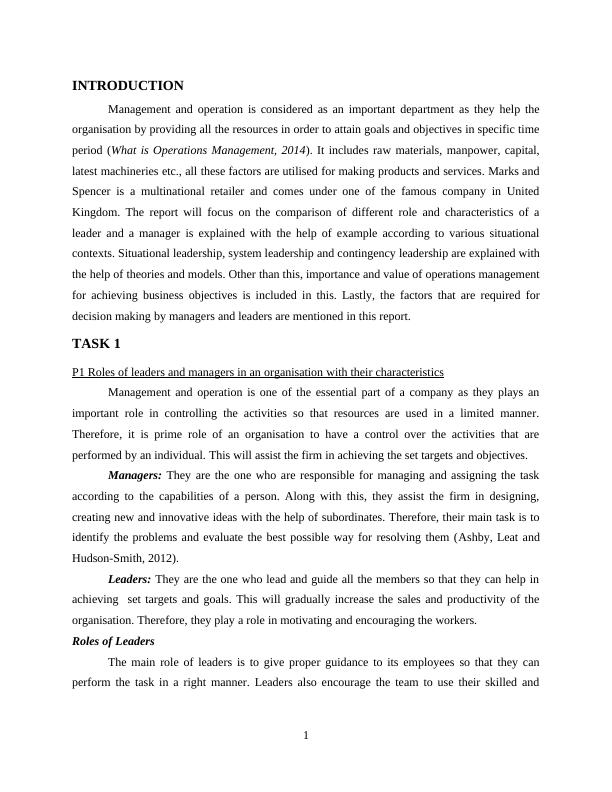 Management and Operations -  Marks and Spencer Assignment PDF_3