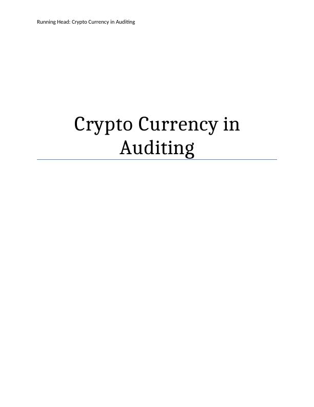Crypto Currency in Auditing - Assignment_1