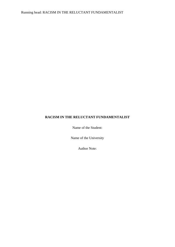 Essay on Racism in The Reluctant Fundamentalist_1