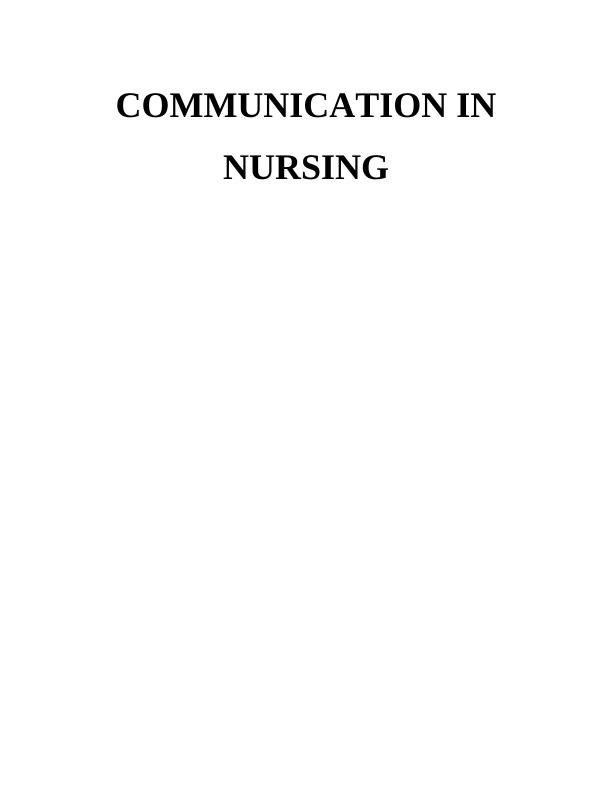 assignment on communication in nursing