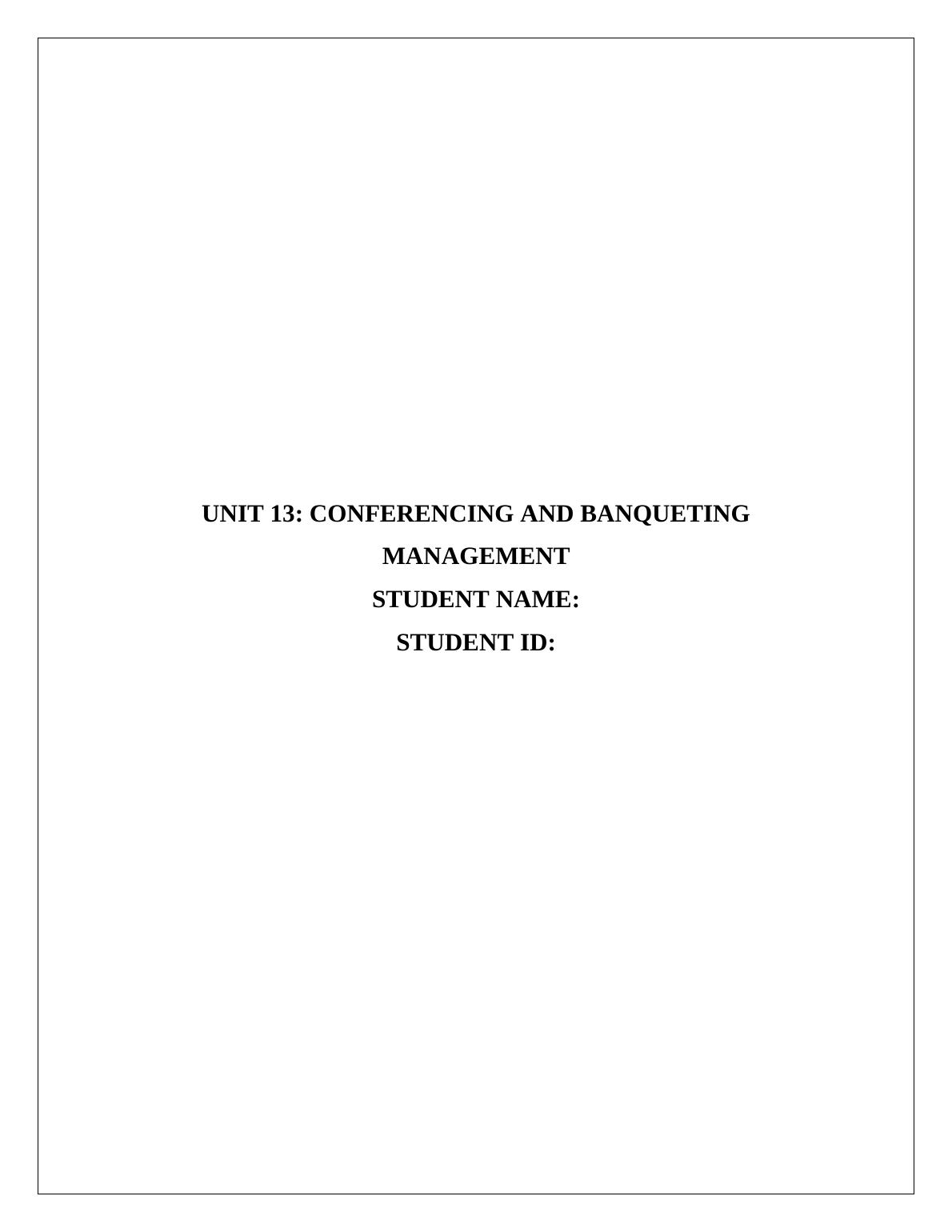 UNIT 13: Conferencing and Banqueting Management_1