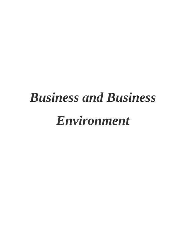 Business Environment : Essay_1