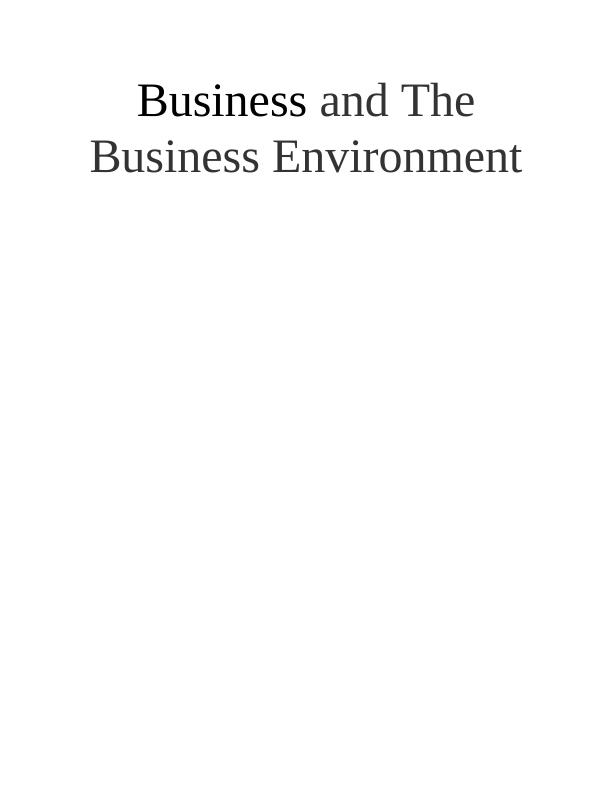 Tesco Business and The Business Environment_1