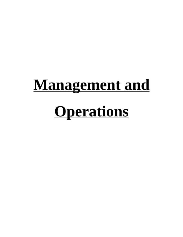 Operations Management in Marks and Spencer : Assignment_1
