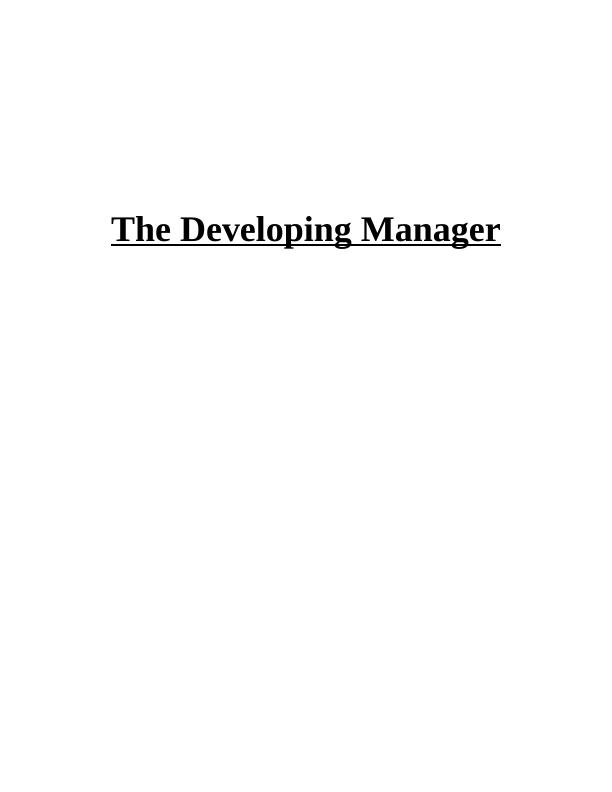 The Developing Manager Assignment : Thomas Cook_1