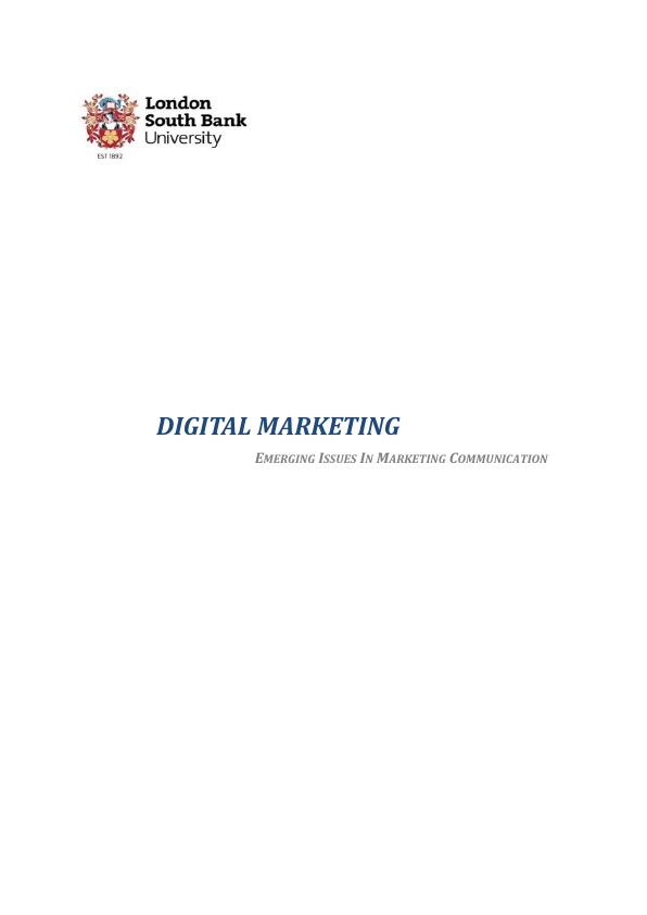 Emerging Issues In Marketing Communication - Digital Marketing_1