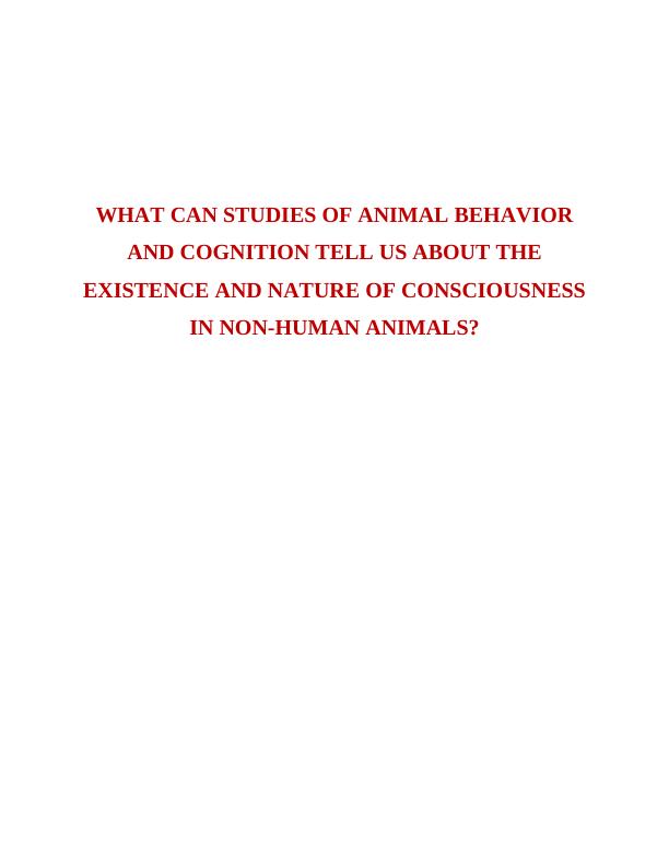 Animal Behaviour and Cognition : Report_1
