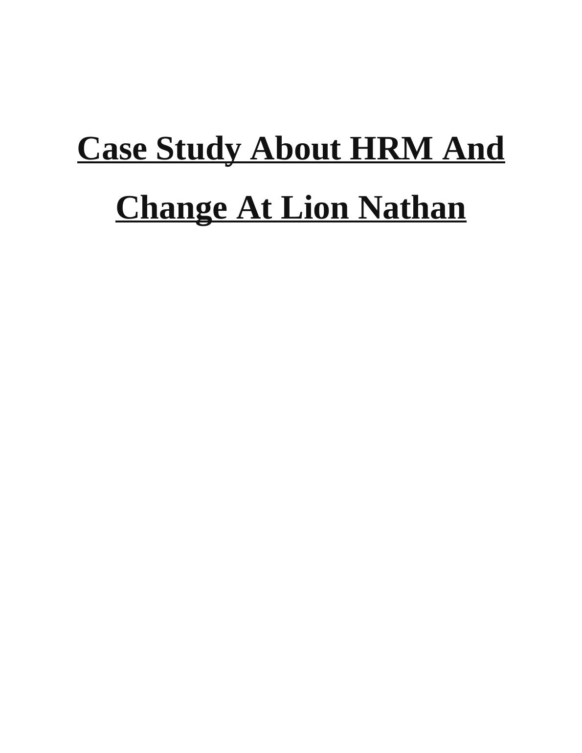 HRM And Change At Lion Nathan_1