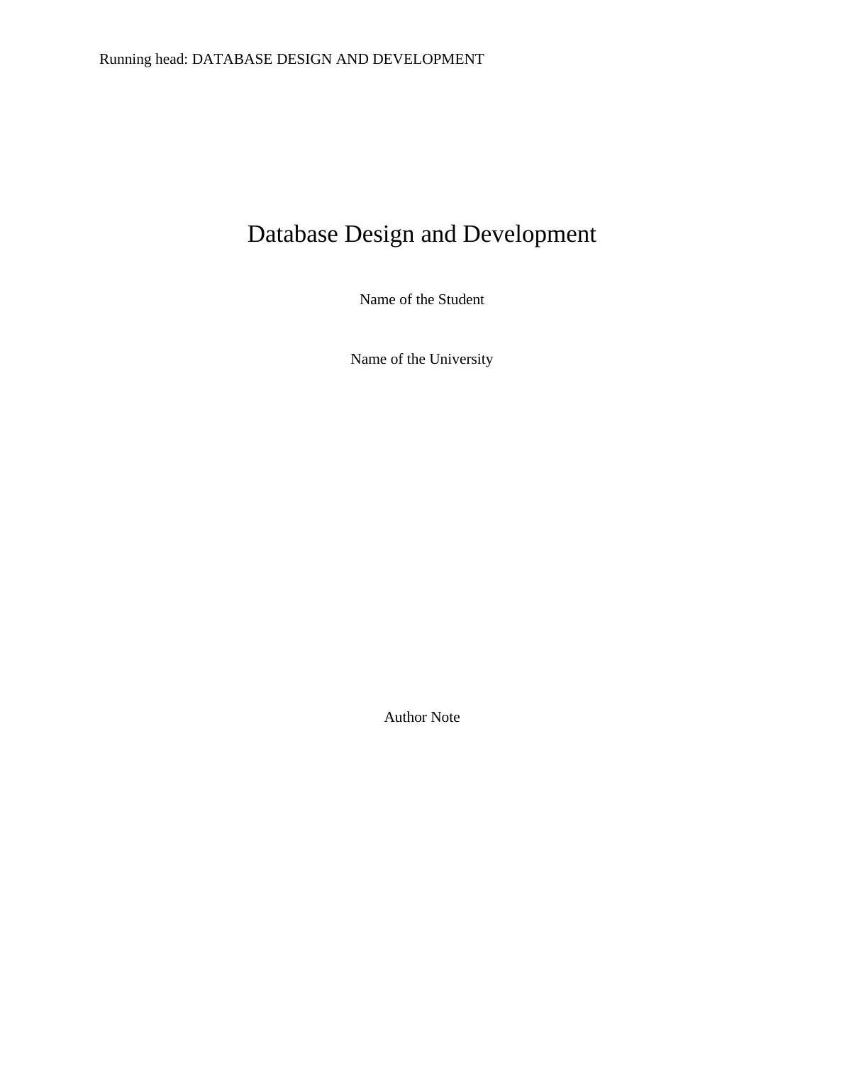 Database Design and Development | Assignment_1