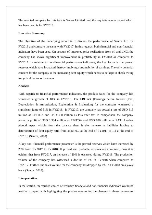 Financial and Economic Interpretation of Santos Limited Annual Report FY2018_2