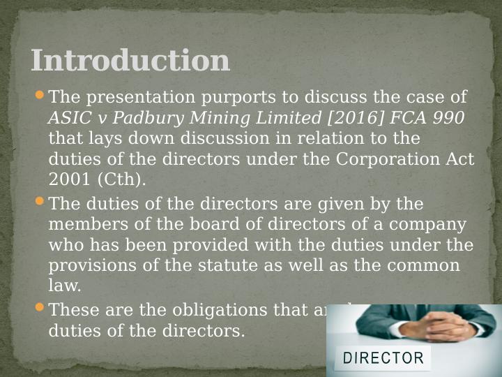 ASIC v Padbury Mining Limited Assignment