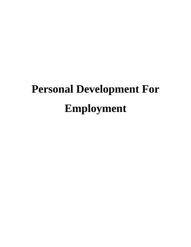 Personal Development for Employment | Report_1