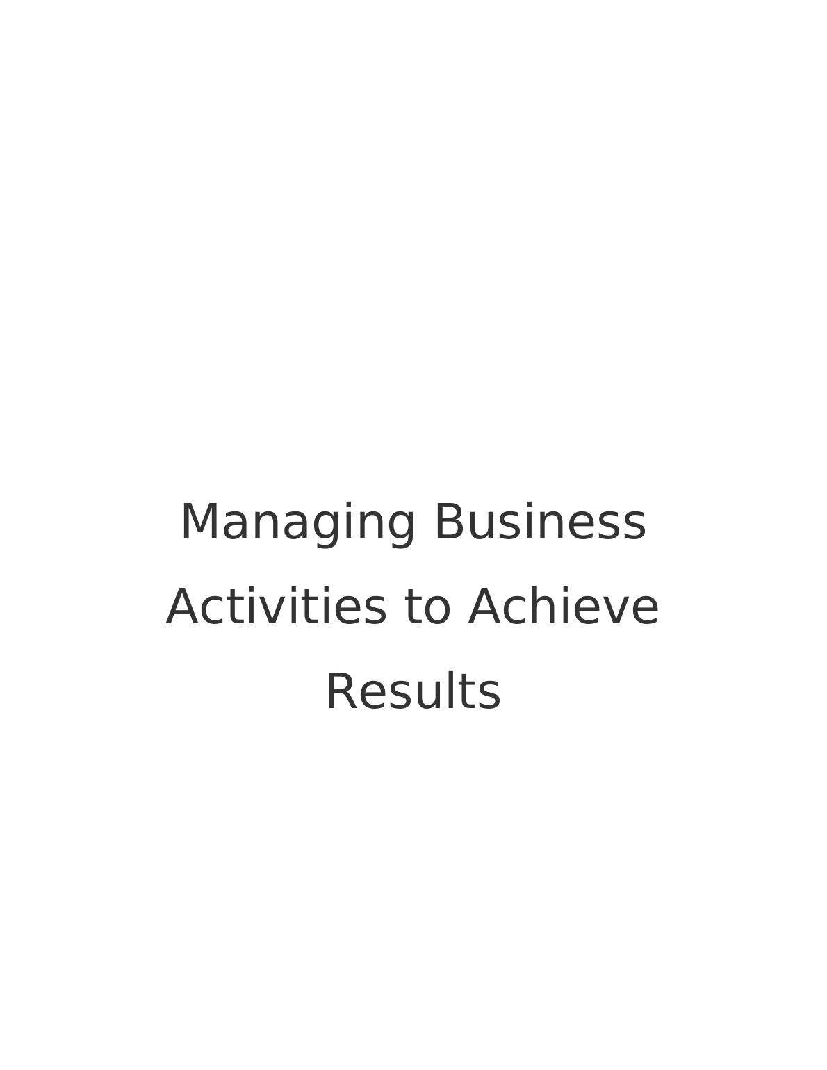 Managing Business Activities Achieve Result Assignment_1
