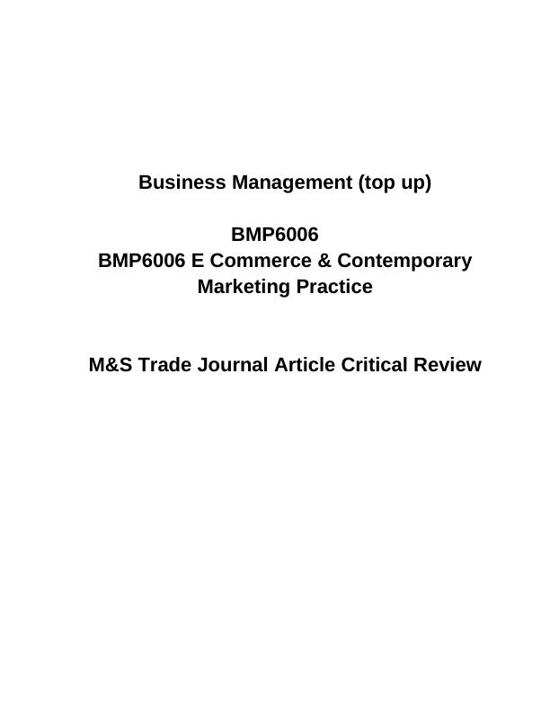 E Commerce & Contemporary Marketing Practice_1