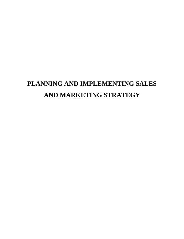 Sales and Marketing Plan | Report_1