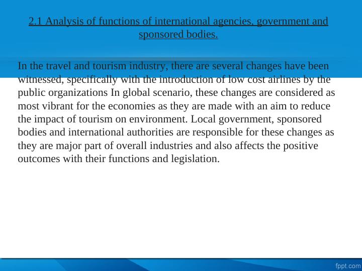 Analysis of Functions of International Agencies in Travel and Tourism Sector_2