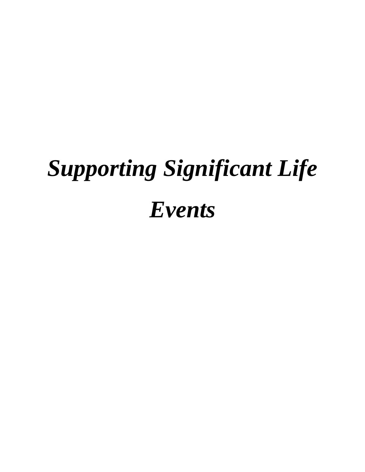  Impact Of Significant Life Events On Individuals Analyses