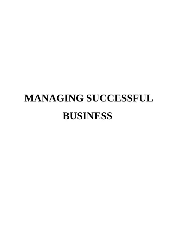 Assignment on Managing Successful Business Sample_1
